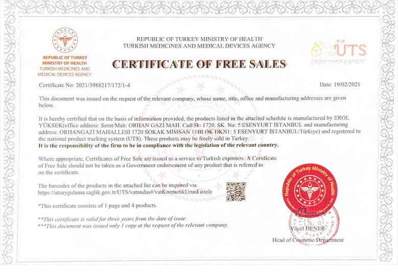 Narsist Perfume certificate 5